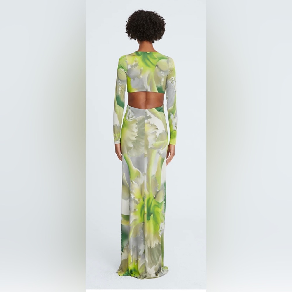 HALSTON JEN JERSEY V-NECK DRAPED GOWN - Picture 4 of 9